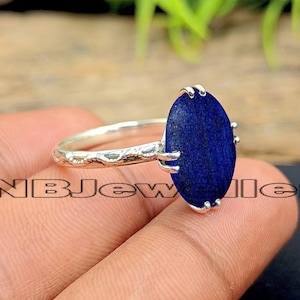 Lapis Lazuli Ring: Handmade 925 Sterling Silver, Dainty Gemstone