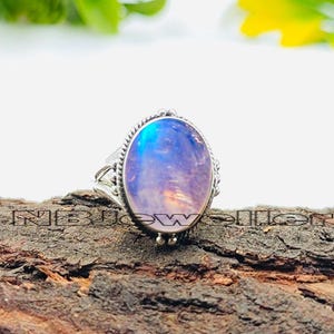 Rainbow Moonstone Ring: Handmade Sterling Silver Statement Jewelry