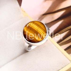 Handmade Tiger Eye Ring: 925 Sterling Silver Statement Ring