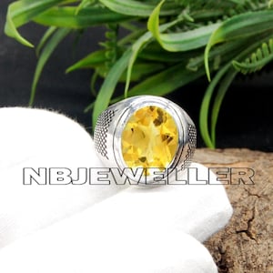 Oval Citrine Statement Ring: Handmade 925 Sterling Silver