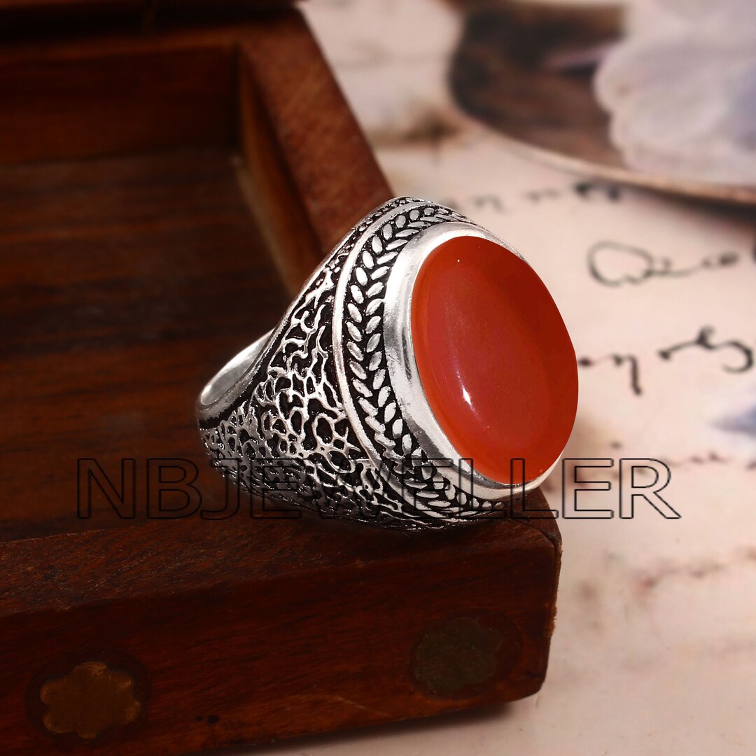 Natural Carnelian Ring, Men's Ring, Carnelian Men's Ring, Handmade ...
