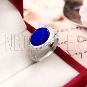 Lapis Lazuli Men&#39;s Ring: Sterling Silver Gemstone Statement Ring