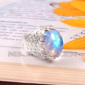 Moonstone Signet Ring: Oval Gemstone, 925 Sterling Silver, June Birthstone