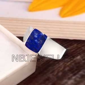 Handmade Lapis Lazuli Signet Ring: 925 Sterling Silver Men&#39;s Ring