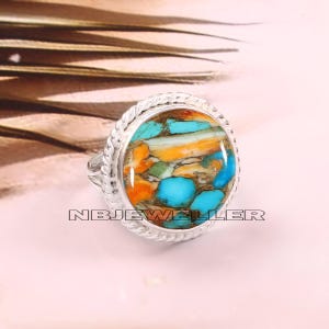 Auster Kupfer Türkis Ring, 925 Sterling Silber Ring, Versprechen Ring, Frauen Geschenk Ring, Statement Ring, handgemachter Schmuck, Geschenk für Liebe