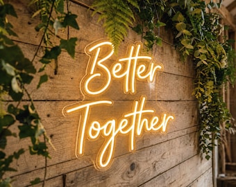 Custom Better Together Wedding Neon Sign, Personalized Reception Backdrop Ceremony Decor Battery Powered Light