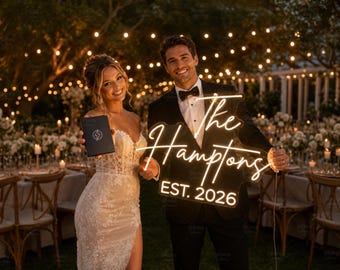 Custom Wedding Neon Sign Battery Powered, Personalized Last Name Light Decor Bride Groom Gift