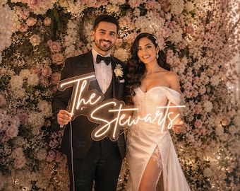 Wedding Light Up sign, Personalized Ceremony Decor Backdrop Battery Powered Last Name Couple Gift