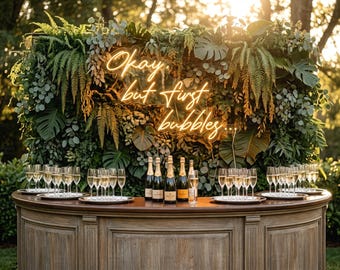 Custom Wedding Bar Sign Neon, Personalized Reception Backdrop Battery Powered Last Name Light Gift