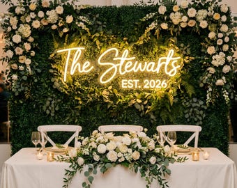 Custom Wedding Backdrop Sign, Personalized Reception Ceremony Decor Battery Powered Last Name Light Gift