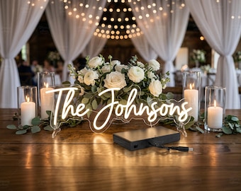 Custom Wedding Neon Sign Battery Powered and Operated, Personalized Reception Backdrop Ceremony Decor Light
