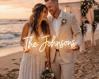 Custom Couple Name Neon Sign, Personalized Wedding LED Light, Customizable Reception Decor Ceremony Gift