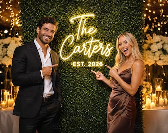 Personalized Wedding Neon Sign for Reception, Personalized Ceremony Battery Powered Light Decor Backdrop Gift