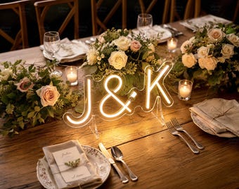 Custom Wedding Neon Sign With Stand Base, Personalized Reception Backdrop Decor Battery Powered Light