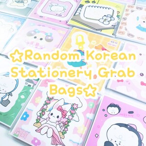 Korean Stationery Grab Bags | Memos, die-cut stickers, self-cut stickers | Mystery Random Grab Bag | Perfect for Holidays!