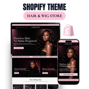 Wig and Hair Extensions Shopify Theme Hair Bundle Website Template HD Lace Wig Store Beauty Shopify Theme Hair Vendor Website