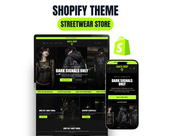 Dark Y2K Streetwear Shopify Theme Clothing Brand Website Template Urban Fashion Store