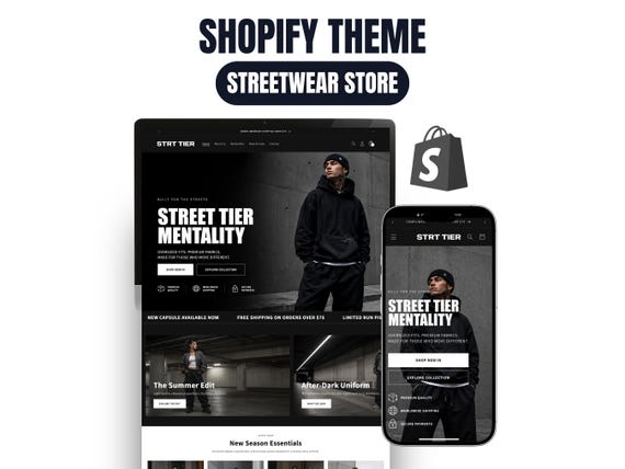 Streetwear Shopify Theme Clothing Shopify Template Fashion Boutique Website Theme Shopify 2.0 Store Template for Apparel Brands