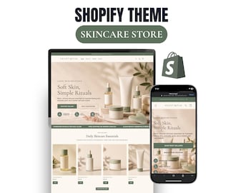 Skincare Shopify Theme Beauty Store Website Template Editable Dawn Theme Luxury Wellness Ecommerce Instant Digital Download