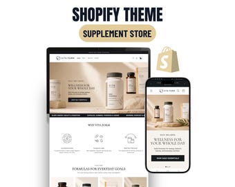 Supplement Shopify Theme Vitamin Wellness Store Template Nutrition Ecommerce Website Mobile Ready Shopify 2.0 Digital Download