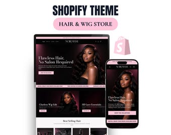 Shopify-thema voor pruiken en haarextensies, website-sjabloon voor haarbundels, HD Lace Wig Store, beauty Shopify-thema, website voor haarverkopers