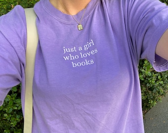 Embroidered Book Lover T-Shirt, Literary Girl Comfort Colors Tee