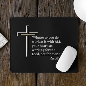 Christian Mouse Pad for Desk Bible Verse Mousepad Desk Mat for Work Gift for Him Gift for Her Desk Decor Mouse Pad with Scripture Cross Mat