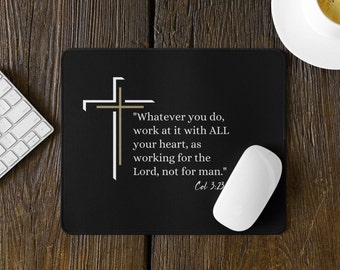 Christian Mouse Pad for Desk Bible Verse Mousepad Desk Mat for Work Gift for Him Gift for Her Desk Decor Mouse Pad with Scripture Cross Mat