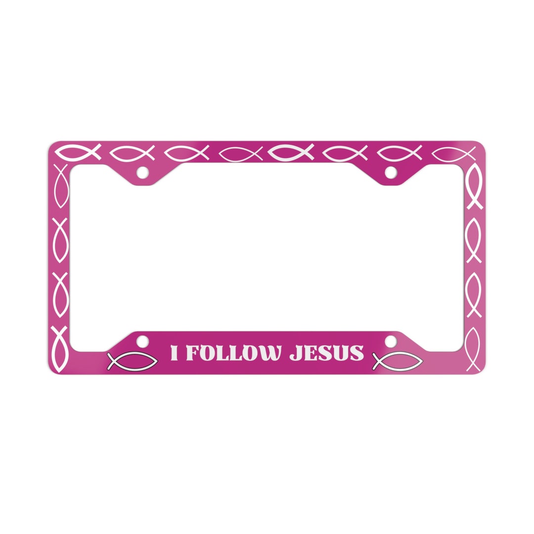 Christian Fish License Plate Frame I Follow Jesus Frame for Car