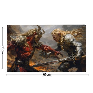 Tapete de juego MTG Elf and Devil para TCG, OCG, Dnd Deskmat, alfombrilla de ratón Hell Fantasy Anime, tapete de juego de neopreno, 60 x 35 CM, 14 x 24 ", regalos para él