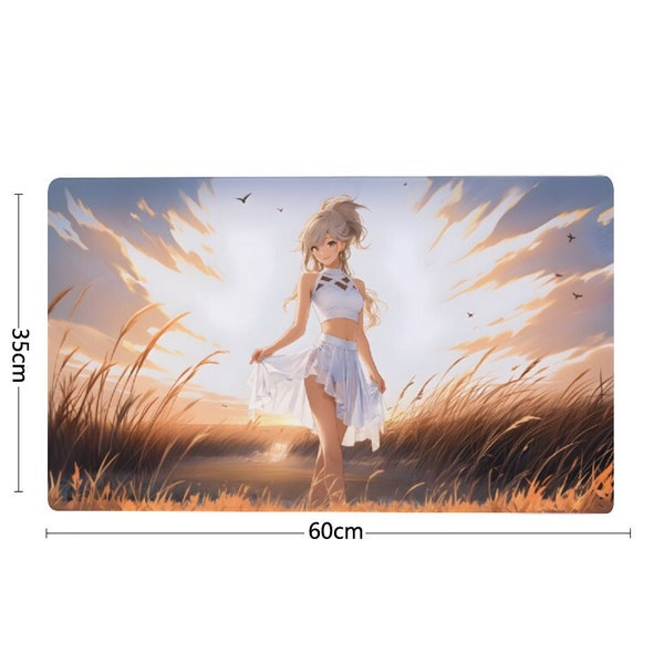 Anime Girl MTG Playmat, Fantasy Waifu Schreibtischset, Spielmatte, Neopren Spielmatte, 60x35CM, 14x24"