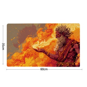 Tapete de juego Prometheus MTG para TCG, OCG, Dnd Deskmat, alfombrilla de ratón de anime de fantasía de dios griego del fuego, tapete de juego de neopreno, 60 x 35 CM, 14 x 24 ", regalos para él