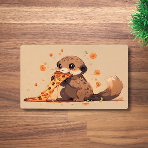 Tapete de juego de suricata amante de la pizza para MTG, TCG, OCG, Dnd Deskmat, alfombrilla de ratón de anime de fantasía, tapete de juego de neopreno, 60 x 35 cm, 14 x 24"