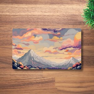 Alfombrilla de juego para juegos de mesa TCG OCG con paisaje de montaña y helado, tamaño 14" x 24", 60 x 35 cm