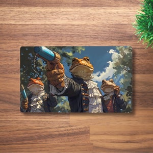 Alfombrilla de juego de ranas con pistolas de agua para MTG, TCG, OCG, divertida alfombrilla de escritorio DnD, alfombrilla de ratón de anime de fantasía Gunslinger, alfombrilla de juego de neopreno, 60 x 35 cm, 14 x 24"