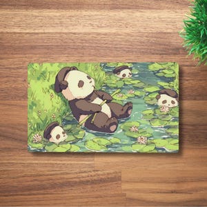 Tapete de juego Panda Paradise MTG para TCG, OCG, tapete de escritorio DnD con diseño de oso adorable, alfombrilla de ratón de anime de fantasía, tapete de juego de neopreno verde, 60 x 35 cm, 14 x 24 pulgadas