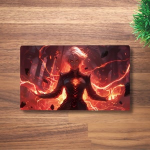 Red Lightning Sorceress Playmat MTG Playmat para TCG, OCG, Wizard Dnd Deskmat, alfombrilla de ratón de anime de fantasía, tapete de juego de neopreno, 60 x 35 CM, 14 x 24"
