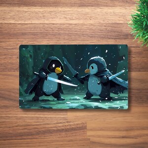 Lindo tapete de juego de soldado pingüino MTG para TCG, OCG, Dnd Deskmat, alfombrilla de ratón de anime de fantasía, tapete de juego de neopreno, 60 x 35 cm, 14 x 24"