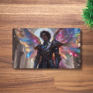Tapete de juego de MTG Angel para TCG, OCG, Dnd Deskmat, alfombrilla de ratón de anime celestial de fantasía, tapete de juego de neopreno, arte de vidrio de colores, 60 x 35 CM, 14 x 24"