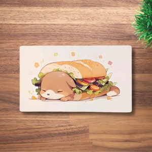 Alfombrilla de juego para cachorro durmiendo en un sándwich TCG OCG, adorable y adorable, tamaño de perro 14" x 24", 60 x 35 cm, alfombrilla de ratón, alfombrilla de juego