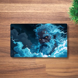 Alfombrilla de juego Zeus MTG para TCG, OCG, Dnd Deskmat, alfombrilla de ratón de anime de fantasía de dios griego, alfombrilla de juego de neopreno, 60 x 35 CM, 14 x 24 ", regalos para él