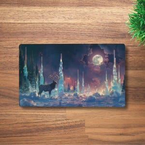 Alfombrilla de juego para MTG de Tundra a la luz de la luna, Arctic Land, para TCG, OCG, Dnd, alfombrilla de ratón de anime de fantasía natural, alfombrilla de juego de neopreno azul, 60 x 35 cm, 14 x 24"