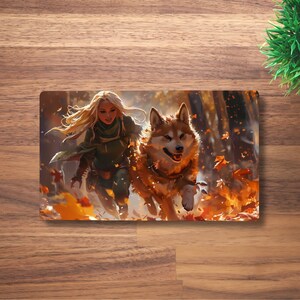 Alfombrilla de juego MTG Ranger y Corgi para TCG, OCG, alfombrilla de escritorio Dog Druid Dnd, alfombrilla de ratón Nature Fantasy Anime Girl, alfombrilla de juego de neopreno, 60 x 35 cm, 14 x 24"