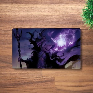 Alfombrilla de juego Archlich's Laugh MTG para TCG, OCG, Necromancer Dnd Deskmat, alfombrilla de ratón Lich Fantasy Anime, alfombrilla de juego de neopreno negro, 60 x 35 cm, 14 x 24"