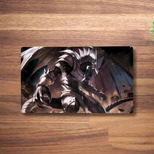 Tapete de juego Steelbound Terror MTG para TCG, OCG, tapete de escritorio Black Dragon Dnd, alfombrilla de ratón Fantasy Anime, tapete de juego de neopreno negro, 60 x 35 cm, 14 x 24"