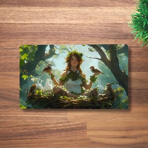 Alfombrilla de juego de nido de druida elfo, alfombrilla de juego MTG para TCG, OCG, Dnd Deskmat, alfombrilla de ratón de anime de fantasía natural, alfombrilla de juego de neopreno de bosque, 60 x 35 cm, 14 x 24"