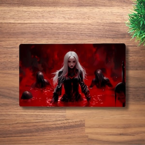 Alfombrilla de juego Blood Conjurer MTG para TCG, OCG, Necromancer Dnd Deskmat, alfombrilla de ratón de anime de fantasía de terror, alfombrilla de juego de neopreno negra, 60 x 35 cm, 14 x 24"