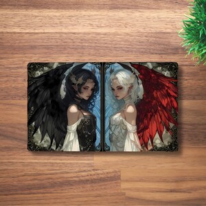Tapete de jogo Angelic Duel MTG para TCG, OCG, Dnd Deskmat, mouse pad Fantasy Angel Anime, tapete de jogo de neoprene, arte em vitral, 60 x 35 CM, 14 x 24"