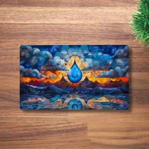 Alfombrilla de juego Tideforged Legacy MTG para TCG, OCG, Dnd Deskmat, alfombrilla de ratón Island Nature Fantasy Anime, alfombrilla de juego de neopreno azul, 60 x 35 cm, 14 x 24"