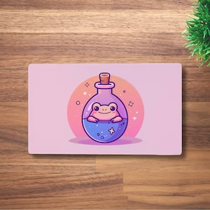 Alfombrilla de juego Potion Pal MTG para TCG, OCG, alfombrilla de escritorio Cute Toad Dnd, alfombrilla de ratón Frog Fantasy Anime, alfombrilla de juego de neopreno rosa, 60 x 35 cm, 14 x 24"